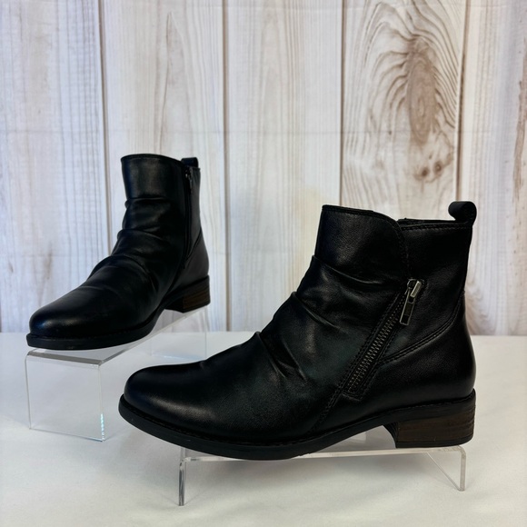 Earth Shoes - Earth Alana Skellig Slouch Ankle Bootie Leather Comfort Boots Black Size 7.5